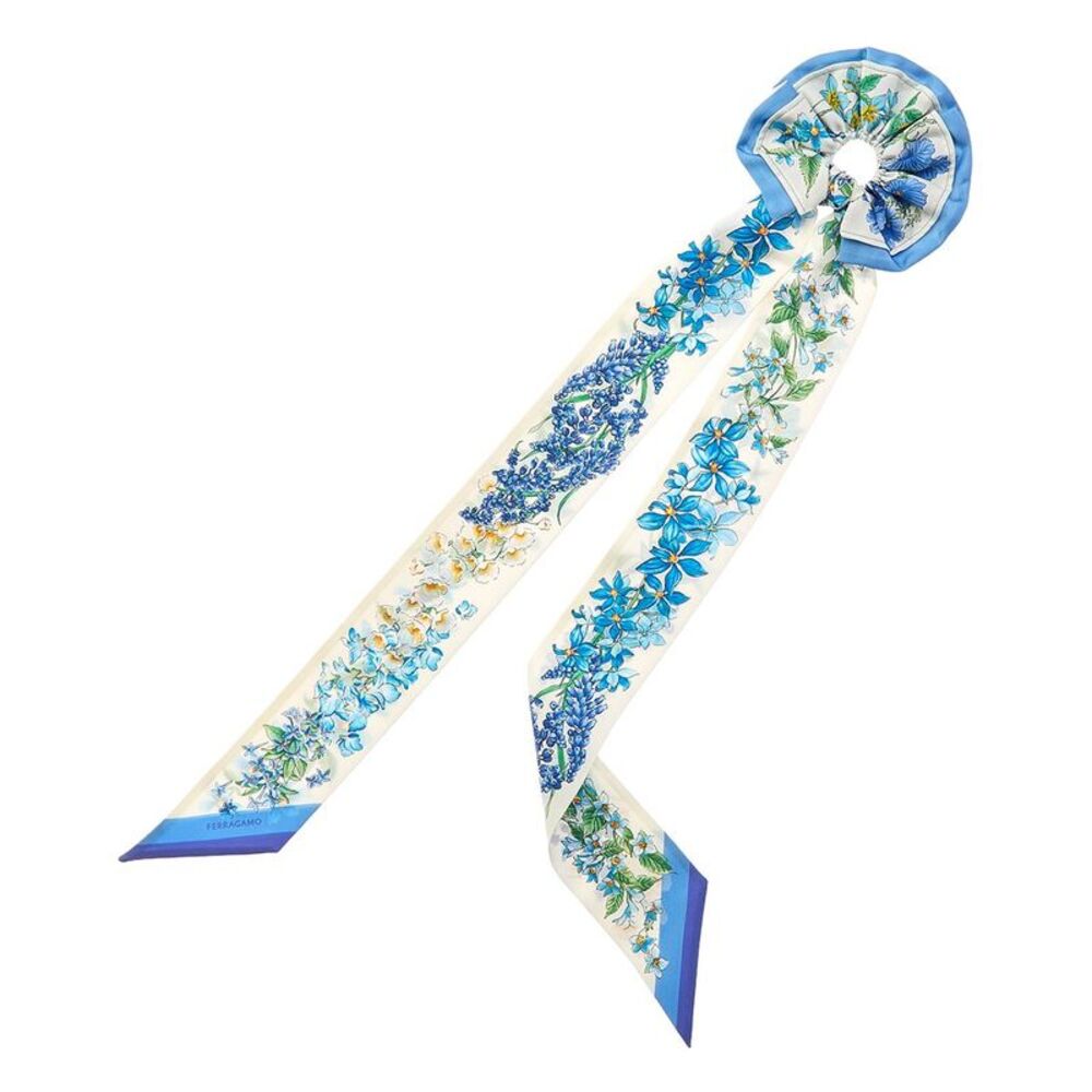 Ferragamo Logo Silk Scarf, Blue
